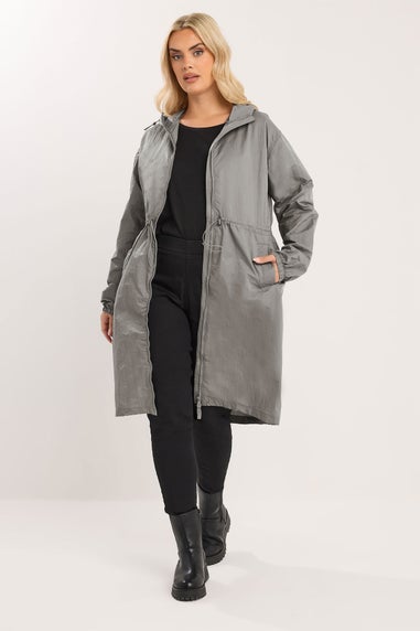 Yours Curve Grey Lightweight Longline Parka Jacket