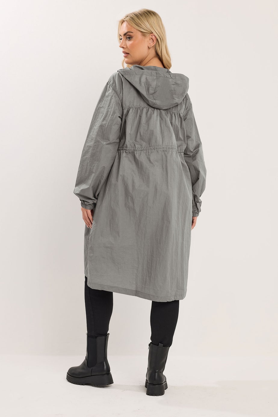 Yours Curve Grey Lightweight Longline Parka Jacket