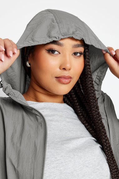 Yours Curve Grey Lightweight Longline Parka Jacket