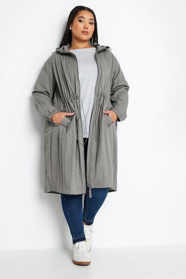 Yours Curve Grey Lightweight Longline Parka Jacket