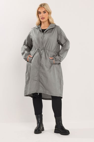 Yours Curve Grey Lightweight Longline Parka Jacket