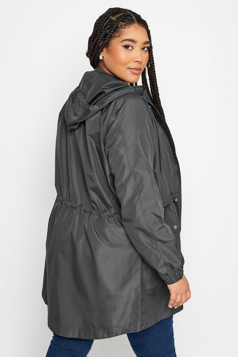 Yours Curve Dark Grey Lightweight Parka Jacket