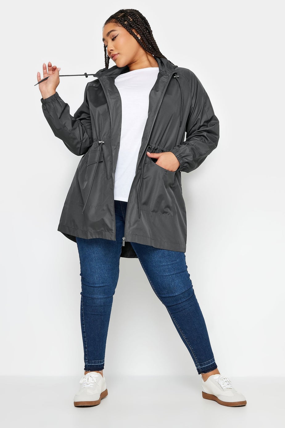 Yours Curve Dark Grey Lightweight Parka Jacket