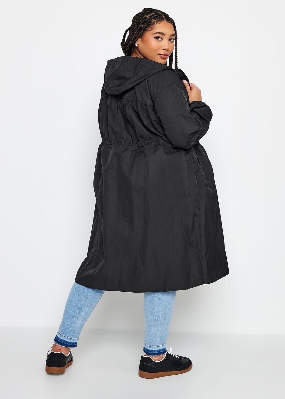 Yours Curve Black Lightweight Longline Parka Jacket
