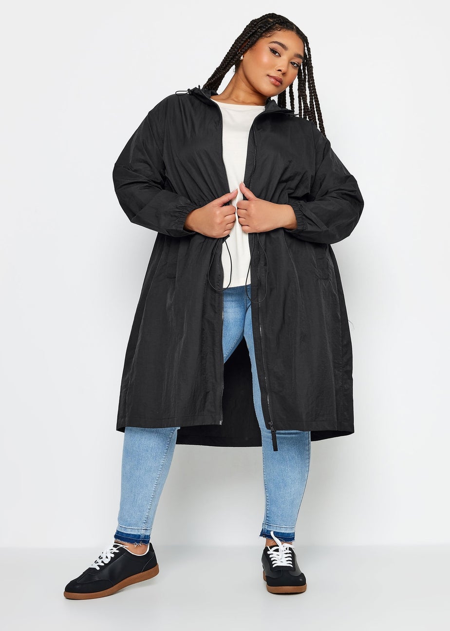 Yours Curve Black Lightweight Longline Parka Jacket