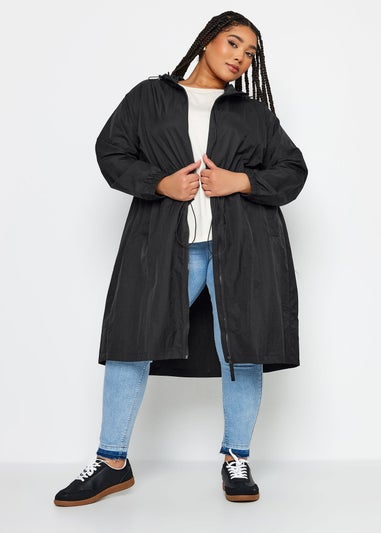 Yours Curve Black Lightweight Longline Parka Jacket