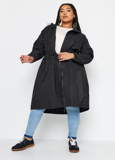 Yours Curve Black Lightweight Longline Parka Jacket