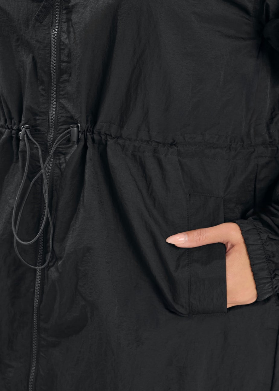 Yours Curve Black Lightweight Longline Parka Jacket