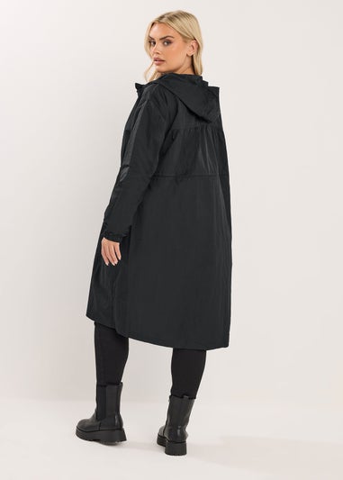 Yours Curve Black Lightweight Longline Parka Jacket