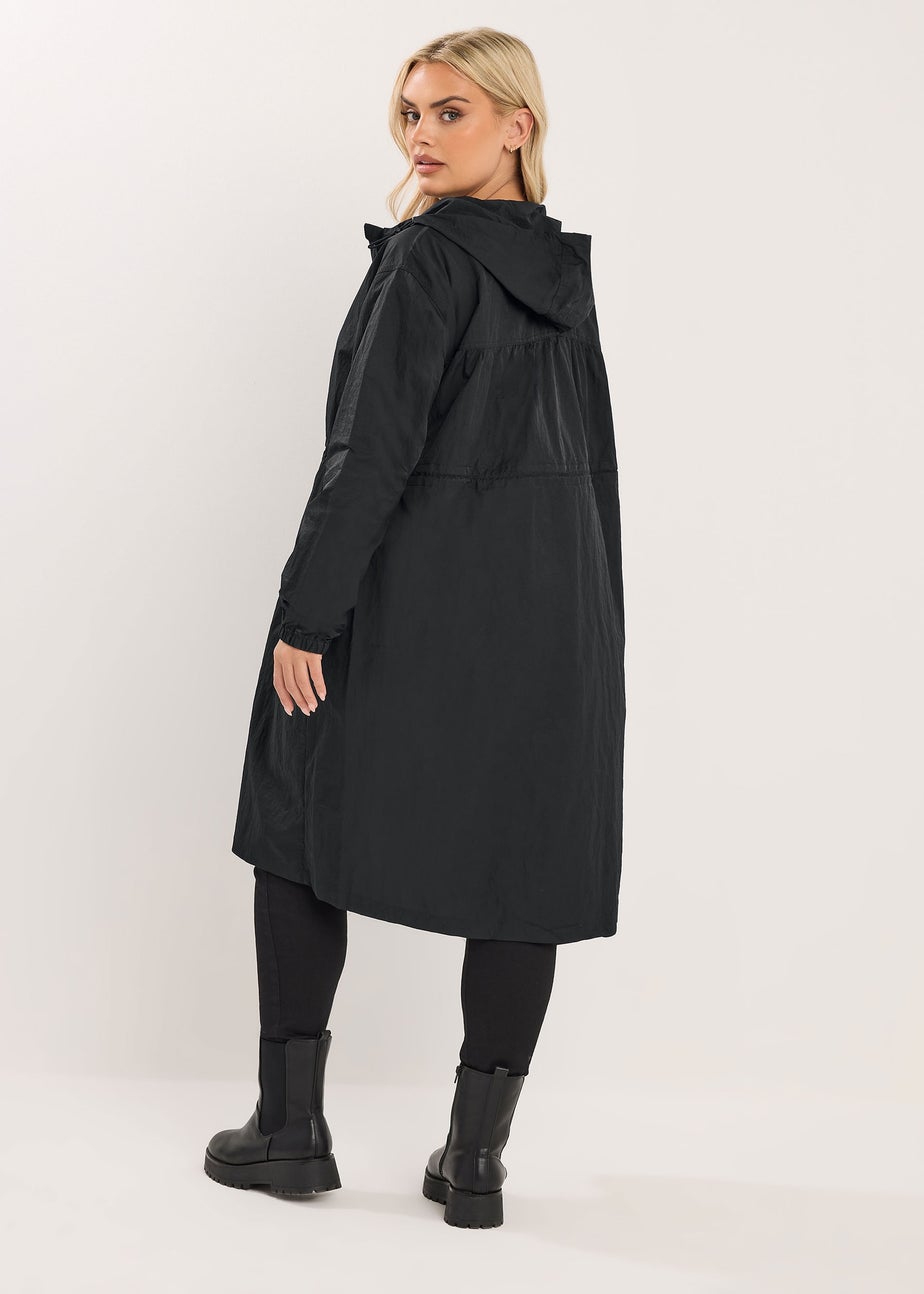 Yours Curve Black Lightweight Longline Parka Jacket