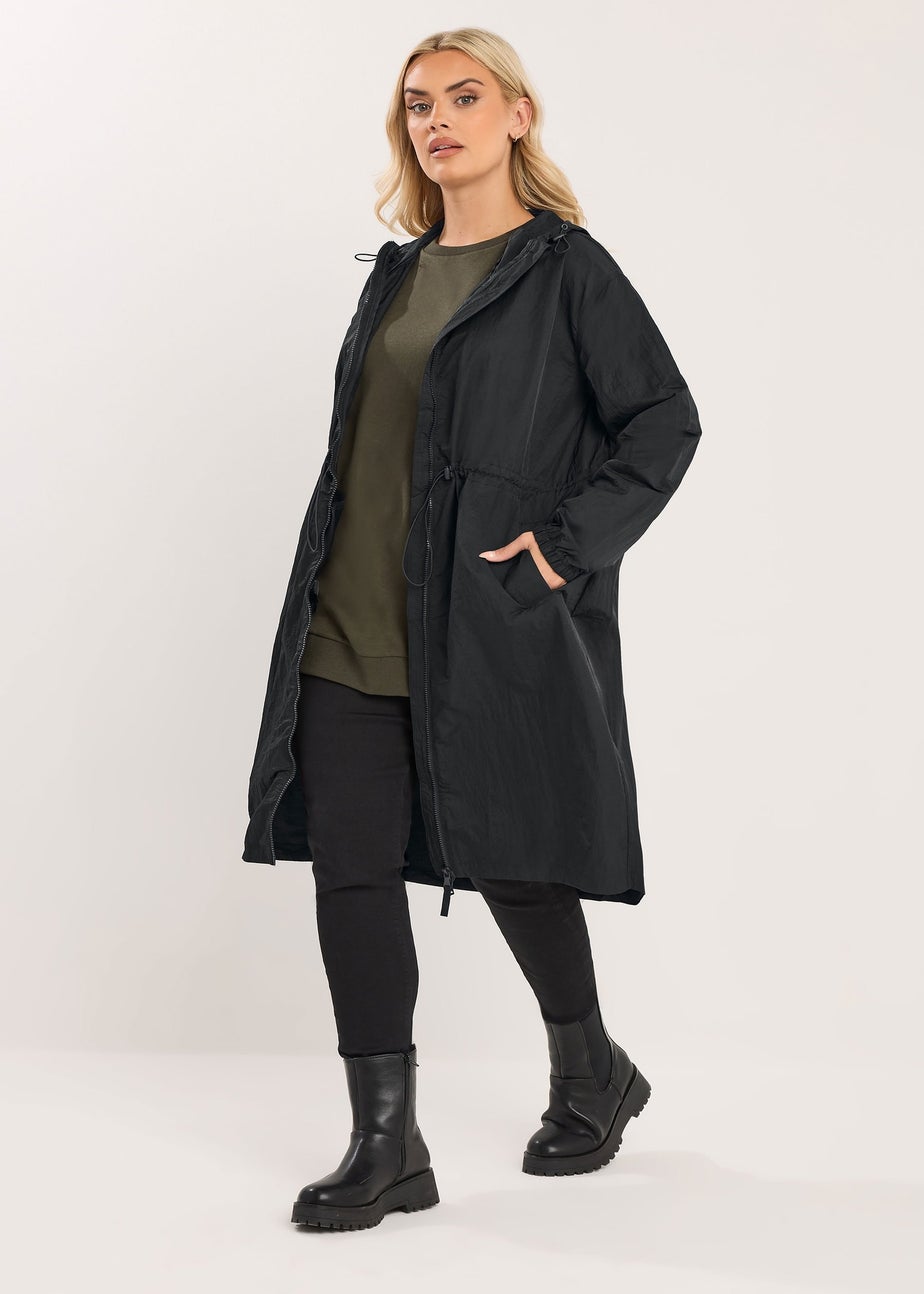 Yours Curve Black Lightweight Longline Parka Jacket