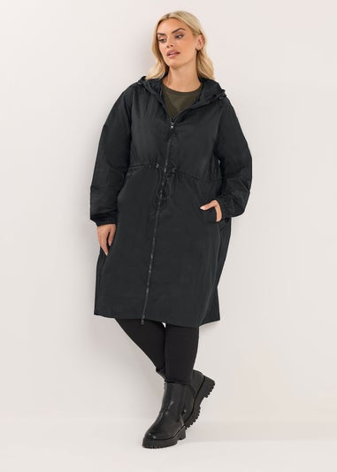 Yours Curve Black Lightweight Longline Parka Jacket