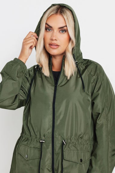 Yours Curve Khaki Green Drawstring Lightweight Parka Jacket