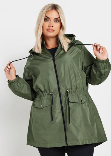 Yours Curve Khaki Green Drawstring Lightweight Parka Jacket