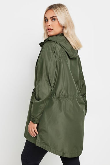 Yours Curve Khaki Green Drawstring Lightweight Parka Jacket