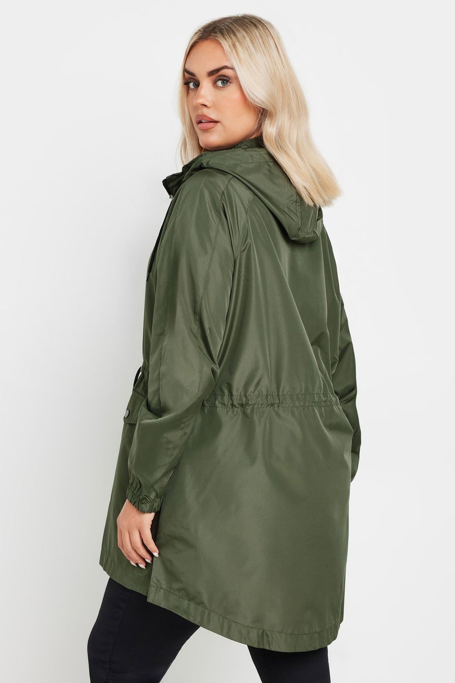 Yours Curve Khaki Green Drawstring Lightweight Parka Jacket