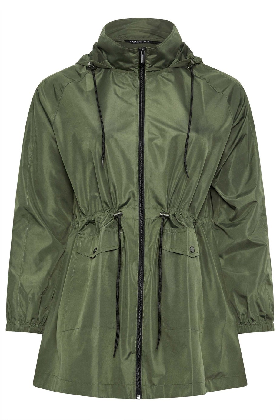 Yours Curve Khaki Green Drawstring Lightweight Parka Jacket