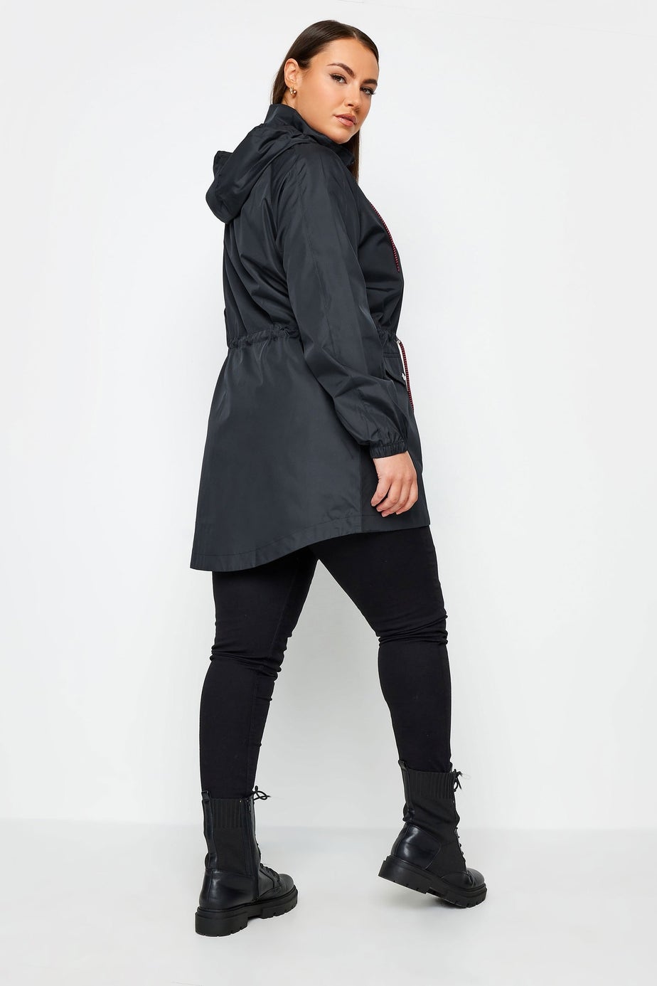 Yours Curve Navy Blue Drawstring Lightweight Parka Jacket
