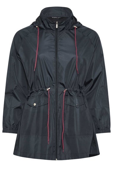 Yours Curve Navy Blue Drawstring Lightweight Parka Jacket