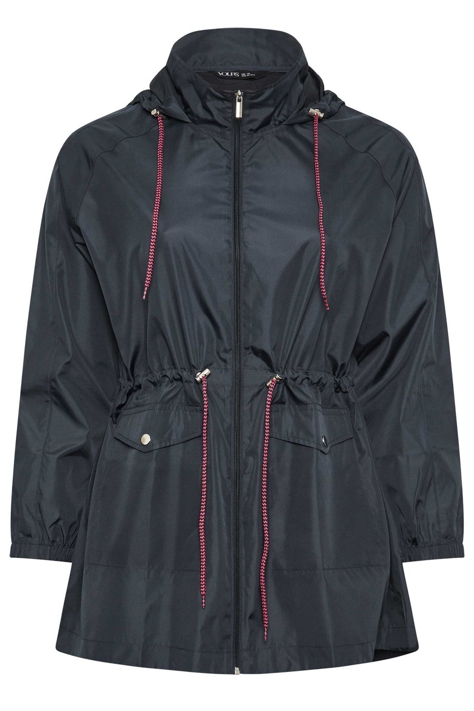 Yours Curve Navy Blue Drawstring Lightweight Parka Jacket