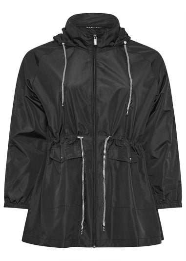 Yours Curve Black Drawstring Lightweight Parka Jacket