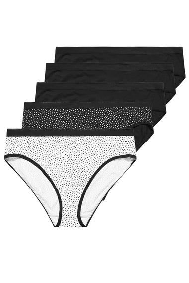 Yours 5 Pack Curve Black High Leg Knickers