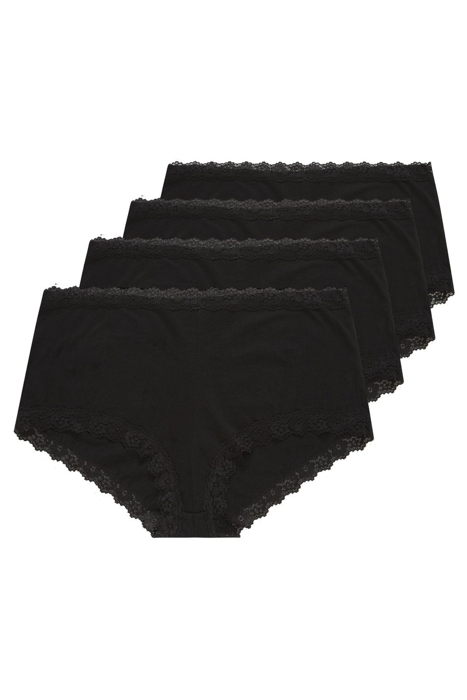 Yours 4 Pack Curve Black Lace Trim High Waisted Shorts
