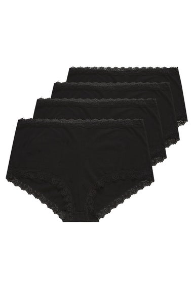 Yours 4 Pack Curve Black Lace Trim High Waisted Shorts