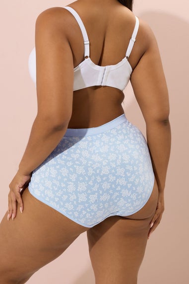 Yours 5 Pack Curve Blue Floral Print Full Briefs