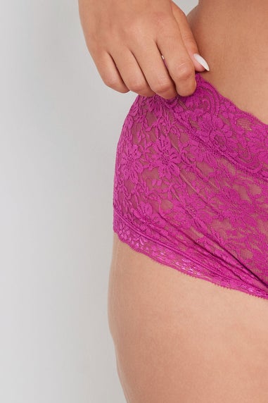 Yours 3 Pack Curve Pink & Blue Lace Mid Rise Shorts