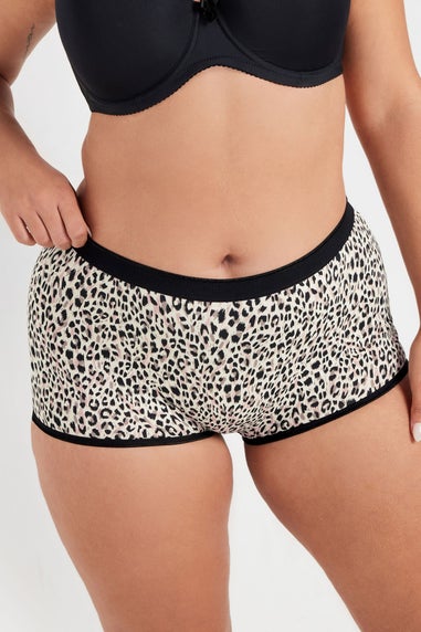Yours 5 Pack Curve Natural Brown Animal Print Shorts