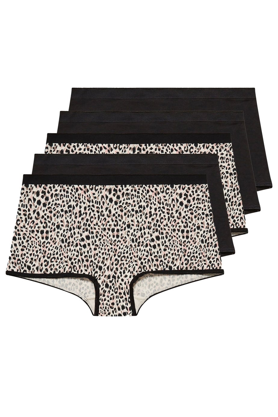 Yours 5 Pack Curve Natural Brown Animal Print Shorts