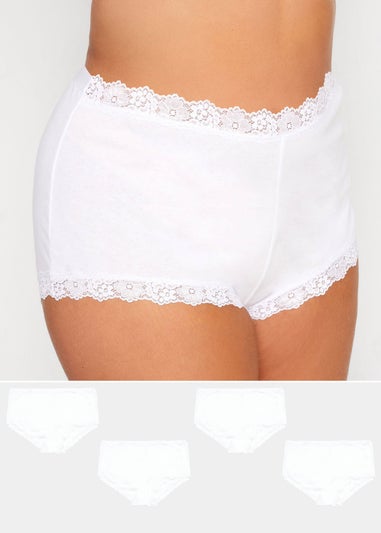 Yours 4 Pack Curve White Lace Trim High Waisted Shorts