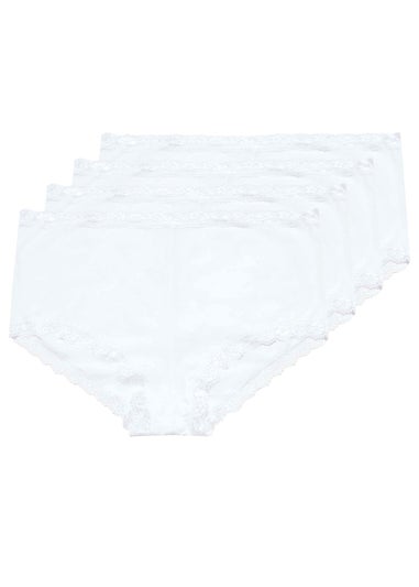 Yours 4 Pack Curve White Lace Trim High Waisted Shorts