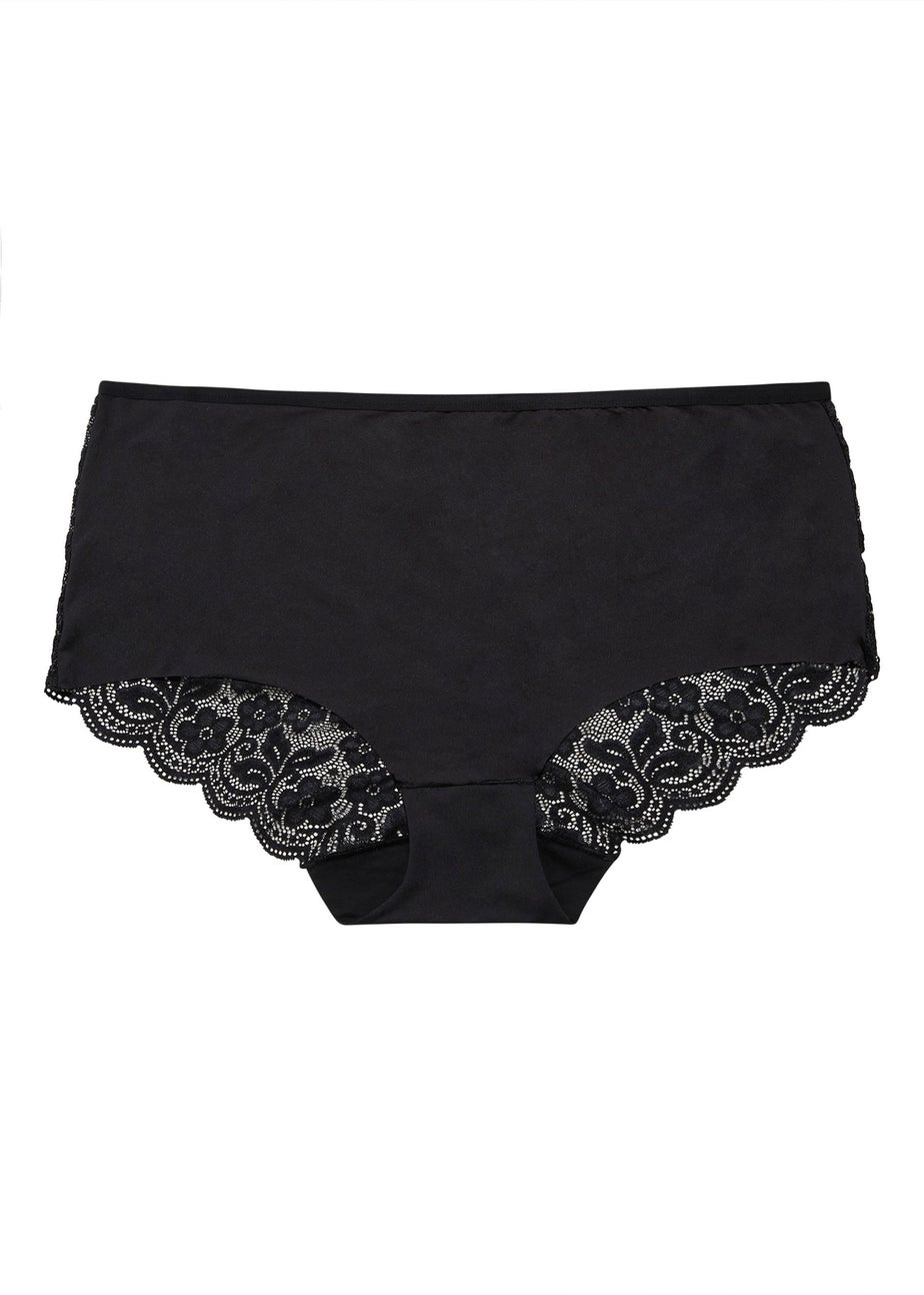 Yours 3 Pack Curve Black Lace Full Briefs