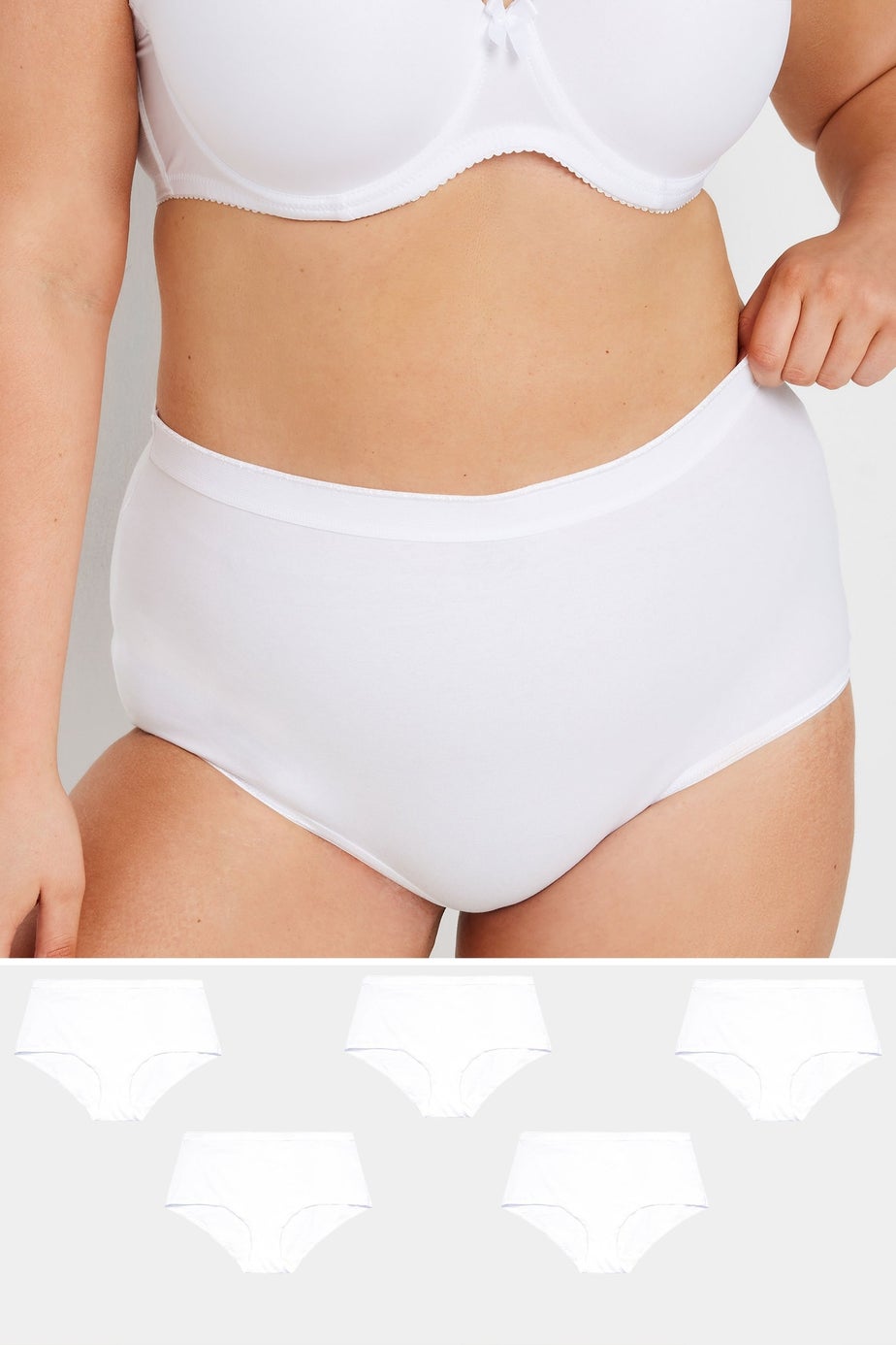 Yours Curve 5 Pack White Stretch Full Briefs