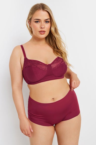 Yours 3 Pack Curve Red & Purple Lace Back High Waisted Knickers