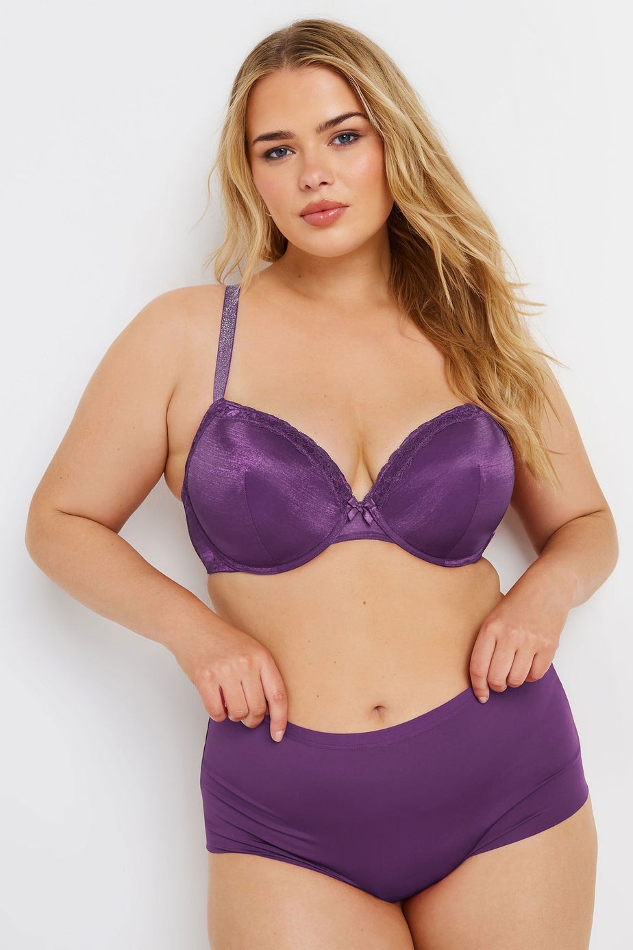 Yours 3 Pack Curve Red & Purple Lace Back High Waisted Knickers