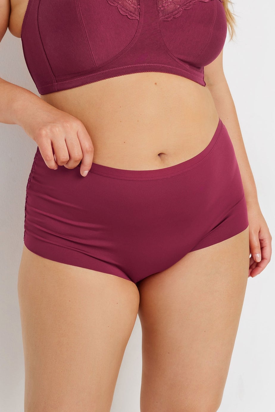 Yours 3 Pack Curve Red & Purple Lace Back High Waisted Knickers