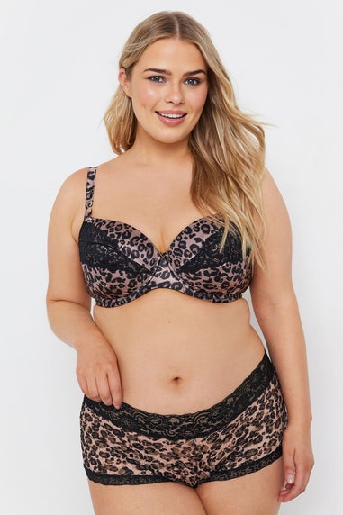 Yours Curve 3 Pack Red & Black Leopard Print Lace Mid Rise Shorts