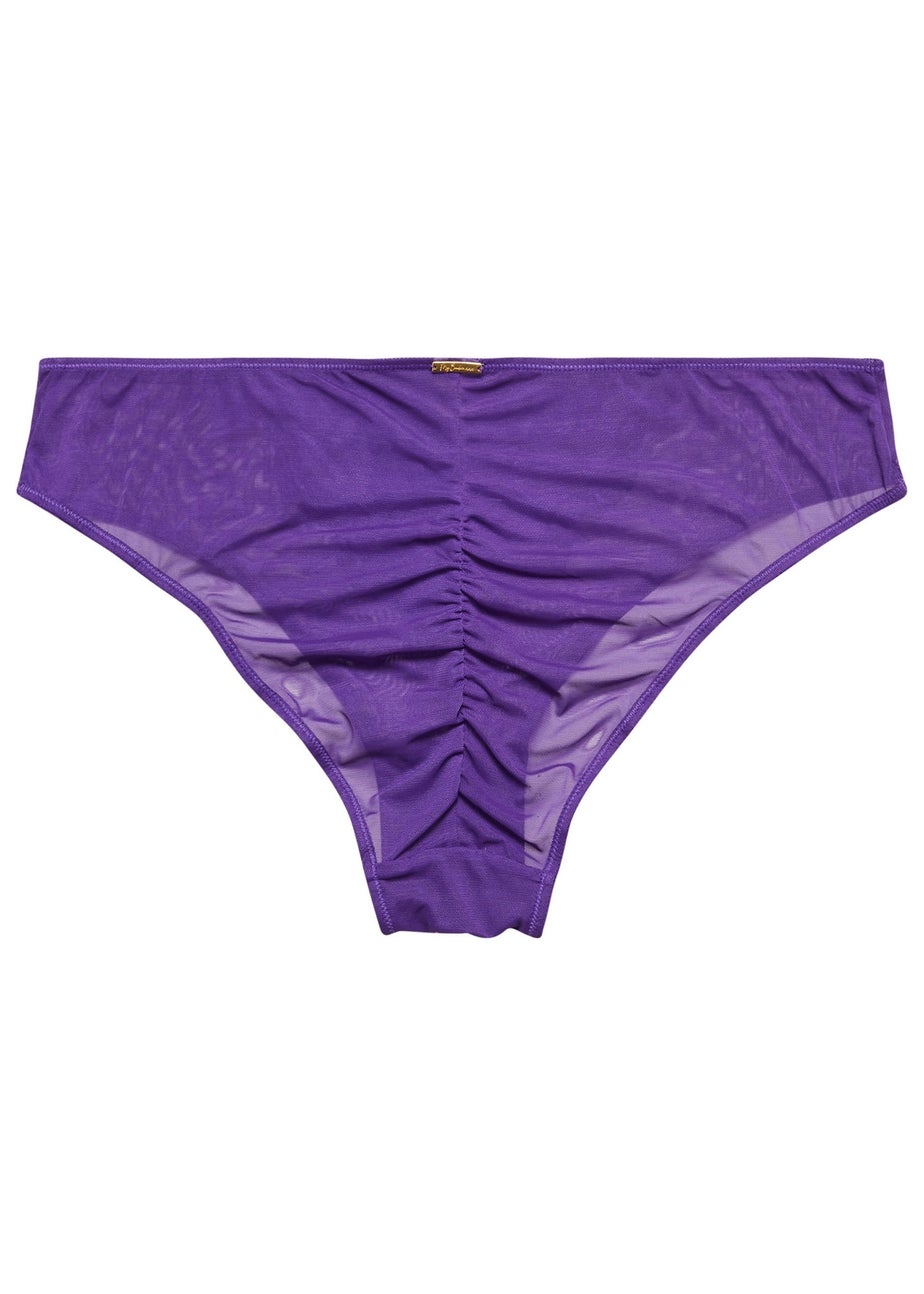 Yours Curve Purple Swirl Lace High Leg Brief