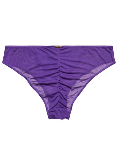 Yours Curve Purple Swirl Lace High Leg Brief