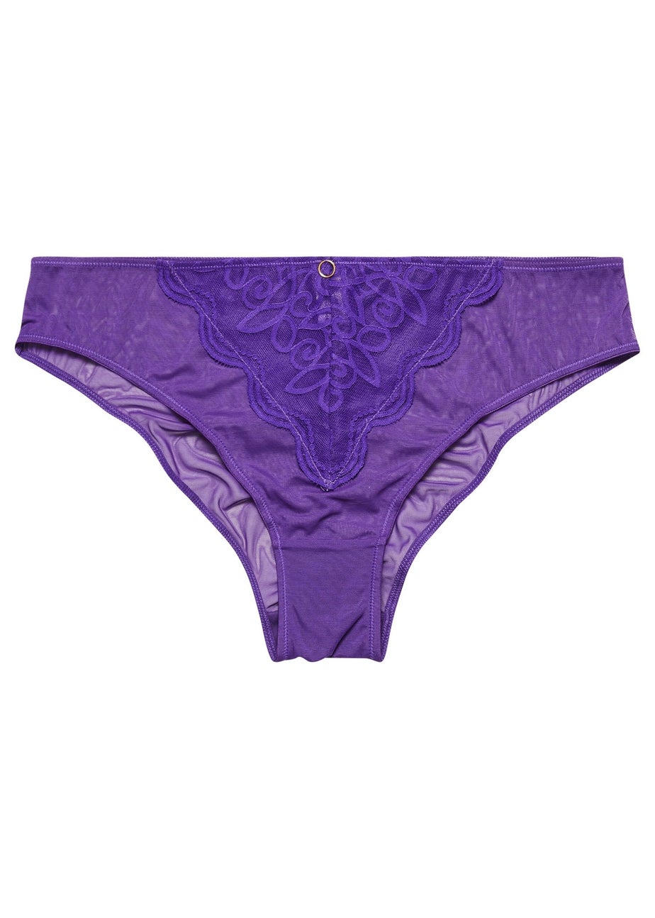 Yours Curve Purple Swirl Lace High Leg Brief