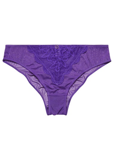 Yours Curve Purple Swirl Lace High Leg Brief