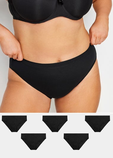 Yours 5 Pack Curve Black High Leg Briefs