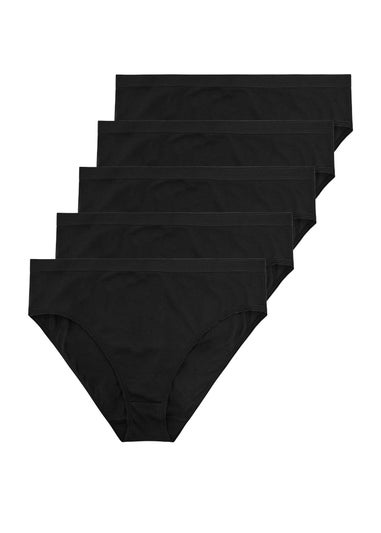 Yours 5 Pack Curve Black High Leg Briefs