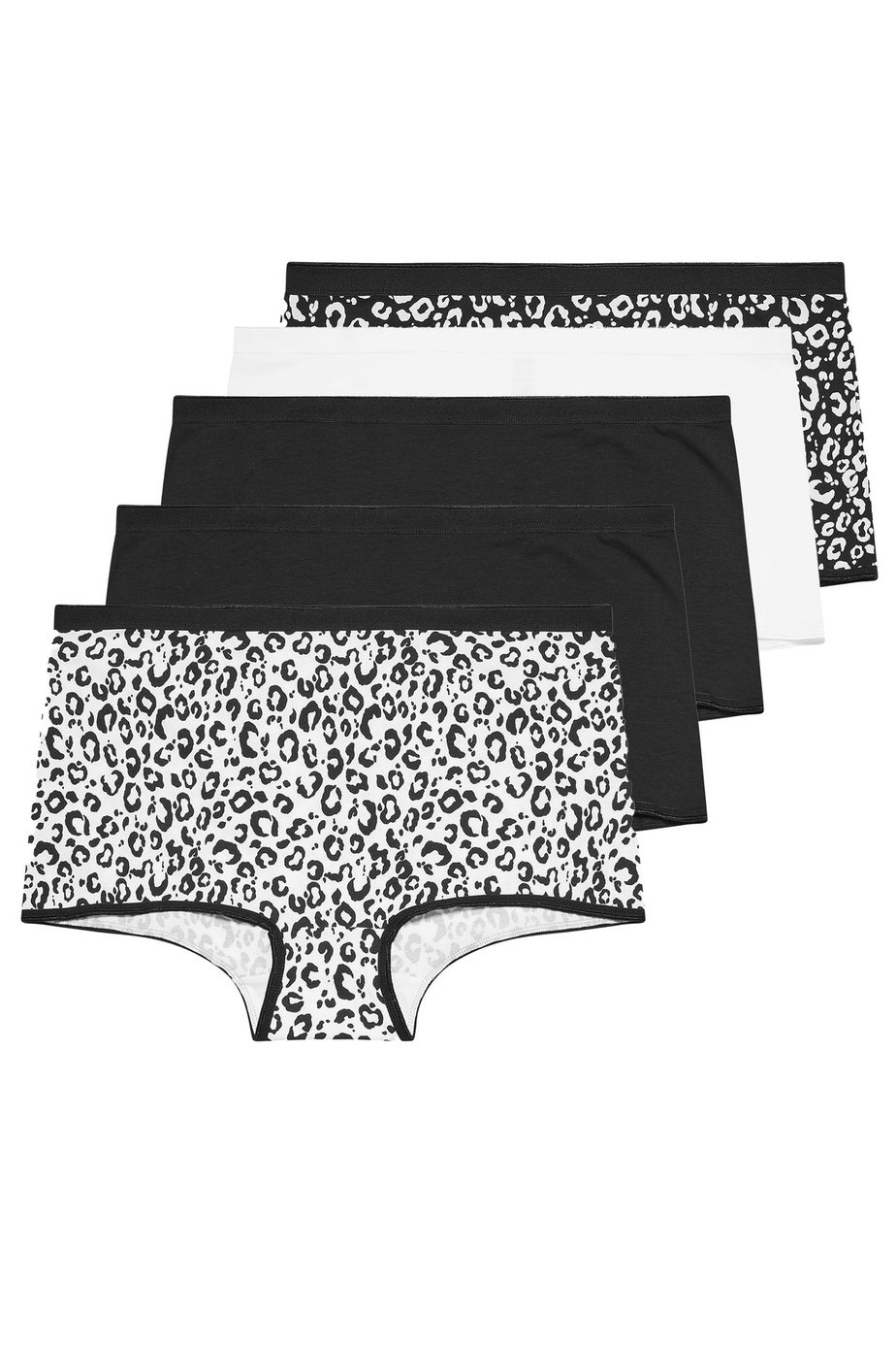 Yours Curve 5 Pack Black Animal Print Shorts