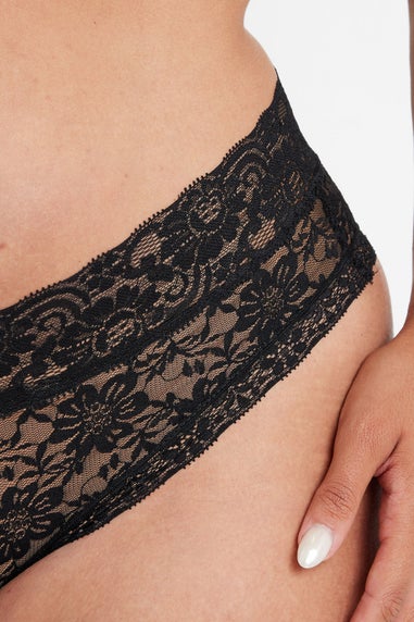 Yours Curve 3 Pack Black Lace Brazilian Briefs