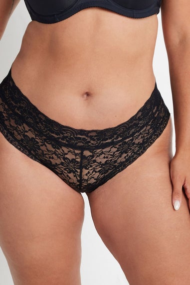 Yours Curve 3 Pack Black Lace Brazilian Briefs