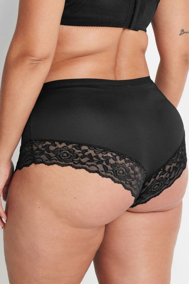 Yours Curve 3 Pack Black Lace Trim Briefs